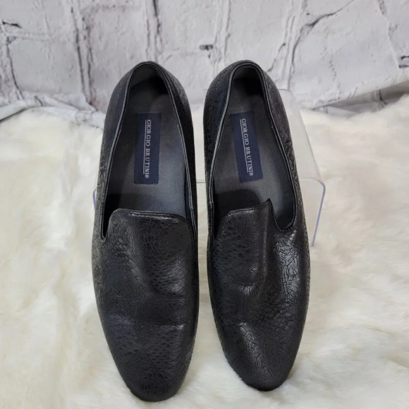 GIORGIO Brutini Black Slip On Loafer Driving Smoking Shoes Mens Business‎ 8.5 - Picture 8 of 14